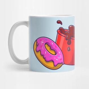 Donut And Coffee Cartoon Mug